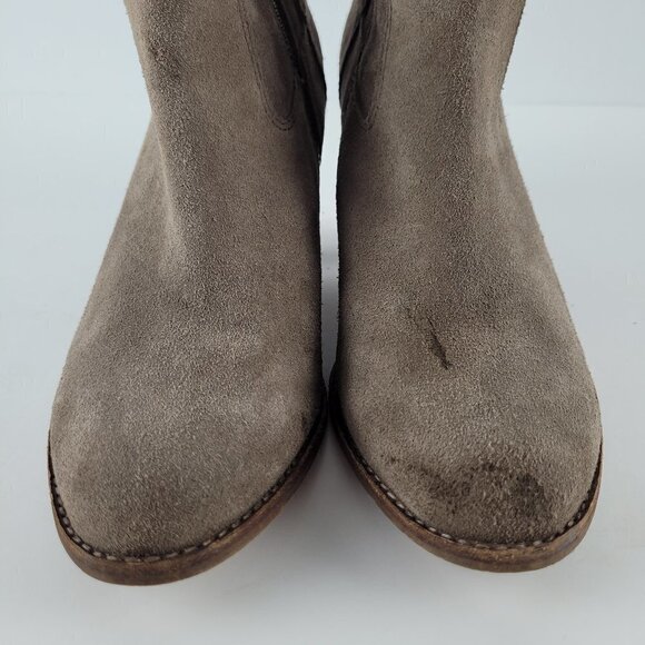 Splendid Taupe Gray Suede Buckle Strap Ankle Heeled Boot C205/3078 - Picture 11 of 12